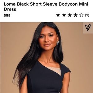 NWT Lulus Loma Black Short Sleeve Bodycon Dress